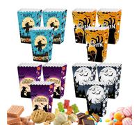 Boîtes à pop-corn d'Halloween pour fête | 12 Boîtes de Popcorn et Biscuits pour Cadeaux de Fête,Conteneur pour Snacks, Bonbons et Biscuits pour la Soirée Cinéma, la Fête d'Halloween, les Garçons le