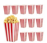 Boîtes à pop-corn jetables 3x4.5 pouces 12 pièces bol en carton seau à rayures rouges pour soirée cinéma cinéma fête