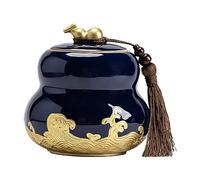 Boîtes à Thé en Céramique Gourde De Stockage Boîte à Thé pour Thé en Vrac Thé Noir Stockage De Thé Vert Caddy en Céramique pour La Cuisine à La Maison, Gold, Dark Blue