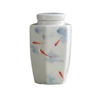 Boîtes à thé vintage en céramique peintes à la main avec motif de poisson et couvercle hermétique, boîte en porcelaine pour thé en vrac, épices, grains de café, herbes, épices, sucre et plus encore
