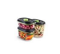 FoodSaver Boîtes alimentaires hermétiques sans BPA – 700 ml/1,2 l/1,8 l – Transparent/Noir – 3 unités