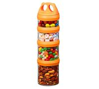 Boîtes Alimentaires, Snack Boîtes de Conservation Hermétiques Récipients Alimentaires Set, Twist lock 4 Pièces Empilables, Tritan 100% Sans BPA, Étanches et Anti fuites, Micro-ondes(0,91 Liter,Orange)