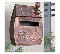 BoîTes Aux Lettres Boîte aux Lettres extérieure en Fer Pastorale Vintage verrouillable à Fixation Murale, boîte clés, étanche la Pluie for décoration de Jardin extérieur pour la Maison(Bronze)