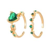 Boîtes Bagues Bagues Cubic Zirconia Stainless Heart Adjustable Ring Jewelry Natural Heart Shape Gemstone Rings For Women Porte-clés Bijoux Bijoux (Green, One Size)