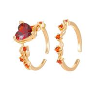 Boîtes Bagues Bagues Cubic Zirconia Stainless Heart Adjustable Ring Jewelry Natural Heart Shape Gemstone Rings For Women Porte-clés Bijoux Bijoux (Red, One Size)