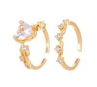 Boîtes Bagues Bagues Cubic Zirconia Stainless Heart Adjustable Ring Jewelry Natural Heart Shape Gemstone Rings For Women Porte-clés Bijoux Bijoux (White, One Size)