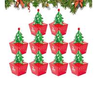Boîtes Biscuits Noël 10 Pièces, Contenants Alimentaires Sapin 3D, Sac Panier Décoratif Anniversaire, Saint-Valentin Pâques Famille Pratique, Design Festif Réutilisable, Cadeau Gourmand Personnalisable