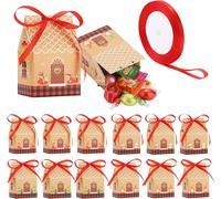 Boîtes Cadeau Noël, 12 Pièces Coffret Cadeaux Vides Pour Bonbons - Belles Boîtes Faveur Traiter Goodie Pour Enfants - Motif De Maison