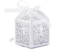 Boîtes cadeaux 8x5x5 cm 100 pièces Blanc Papier Avec ruban Crée une ambiance festive Idéal pour les fêtes Boite dragee