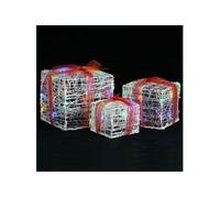 3x Boîtes-cadeaux de Noël Décoratives Acrylique Blanc Froid Lumineuses vidaXL