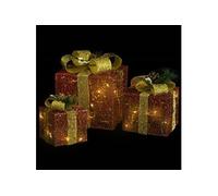 Boîtes-cadeaux de Noël Décoratives 3 pcs Extérieur Intérieur Lumineuses vidaXL