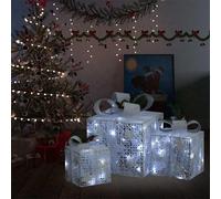 vidaXL Boîtes-cadeaux de Noël décoratives lumineuses 3 pcs intérieur/extérieur 329766