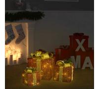 Boîtes-cadeaux de Noël Décoratives 3 pcs Extérieur Intérieur Lumineuses vidaXL