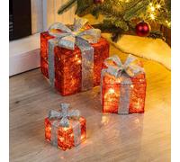 Boîtes cadeaux LED - Couleur : rouge / gris
