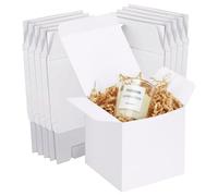 Boîtes Cadeaux Papier Kraft, 15 Boîte Cadeau Carrée, 13x13x13 cm Boîtes en Carton avec Couvercle, Blanc Cadeau Pliable Boîtes Cadeaux, pour l'Emballage, le Rangement, Geburtstagsgeschenk (Blanc)