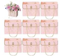 Boîtes cadeaux pour bouquet - 30 cm, panier floral en papier, support étanche pour bouquets | Boîte fourre-tout rectangulaire avec longues poignées pour l'emballage d'arrangements floraux
