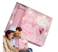 Boîtes cadeaux pour maman, lot de 4 boîtes élégantes à thème ours avec thermos, fleurs et cartes | carte avec fleurs, tasses thermiques, sac cadeau serviette pour anniversaire, fête des femmes