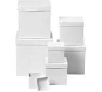 Boîtes carrées - Creativ Company - Assortiment de 7 formats en carton et papier blancs
