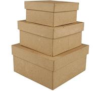 Boîtes carrées - Creativ Company - Cappucino - Carton - Marron - Beige - L10 + 12,5 + 15 cm