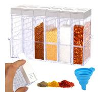 Boîtes Dassaisonnement Transparent,6 Boîte d'assaisonnement Transparente,Pots à Epices en Plastique avec Plateau,pour Rangement de Condiments, sel, Sucre et Poivre