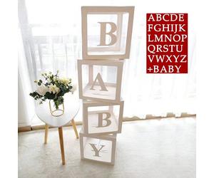 Boîtes de ballons transparentes avec 30 lettres - Décorations de douche pour 1er anniversaire, douche de mariage, décoration de fête de révélation du - Boîte de ballons réutilisable - Faveurs dans une