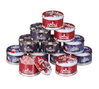Boîtes de Bonbons de Noël 12 Pièces en Métal Rond, Coffret Festif | Couvercles, Boîte en Fer Blanc Résistante à Rouille, pour Mints et Sachets de Thé, Présents Couleur Aléatoire