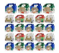 Boîtes De Cadeaux Pour Les Fêtes De Noël - 24 Pièces Conteneurs De Stockage Festifs Réutilisables,Boîte Pour Pâtisseries De Noël Avec Fenêtre - Pour Cadeaux De Fête Cupcakes Brownies