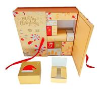 Boîtes de Compte À Rebours de L'Avent, Boîte de L'Avent Vide pour Jouets, Calendrier de L'Avent Vide À Remplir Soi-même, 24 Grilles Boîtes de Calendrier de Compte À Rebours de Noël