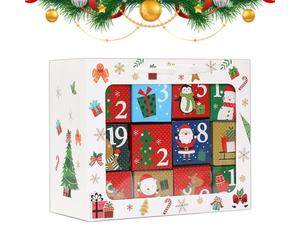 Boîtes de Compte à Rebours Remplissables - Ornement pour Fêtes d'Hiver,Boîtes Vides pour Compter les Jusqu'à Noël | pour Décorations Bonbons Jouets Bijoux et Accessoires