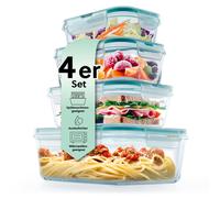 Boîtes de Conservation 4er Set Verre Clic-Le Congélation Boîte Déjeûner à Lunch
