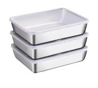 Boîtes de Conservation Alimentaire en Acier Inoxydable: 3 Pièces 25×20×5cm Boites Alimentaires en Inox, Boîte à Bento en Acier Inoxydable, avec Couvercles Hermétiques pour Cuisine, Congélateur