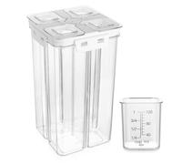 Boîtes de conservation hermétiques avec couvercles - 2400 ml - 4 compartiments - Pour cuisine, garde-manger, aliments secs, sucre, farine - Tasse à mesurer