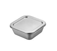 Boîtes De Conservation Inox Plateau de rangement rectangulaire en acier inoxydable 201/304 avec couvercles, idéal for la cuisine ou la maison(201-12.5x12.5x4.5cm)