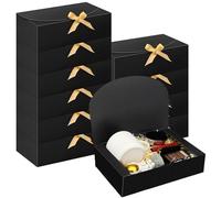 Boîtes de demoiselle d'honneur avec couvercle 12pcs 10.6x7.9x3.1In boîte noire avec ruban pour mariage, emballage, anniversaire, Noël, fête