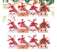 Boîtes De Gourmandises De Noël - 16 Pièces Avec Rubans Rouges | Boîtes En Papier De Noël Avec Ruban - Pour Chocolats Cupcakes Brownies Suçons Famille Amis Voisins