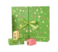Boîtes De L'Avent Pour Noël Remplissables Calendrier de l'Avent 24 jours | Boîtes À Cookies Festives Pour Organisateurs Femmes Hommes Parents Familles Maison Réunion Événements à Thème Salle de Vert