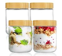 Boîtes de mise en conserve 500ml, 4 pièces de pots pour flocons d'avoine de nuit, bocaux de mise en conserve avec couvercle à vis, pots pour préparation de repas, pots à confiture, pots avec couvercle