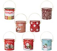 Boîtes De Noël - 7 Pièces Boîte de Conservation en Fer-Blanc - Coffret À Casse-Croûte De Noël Avec Poignée Et Couvercle,Pour Cuisson Alimentation Boulangerie Affichage Stockage et Événement