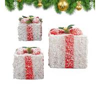 Boîtes de Noël décoratives,Décorations Boîtes de Noël - Ensemble de 3 décorations pour boîtes en fer recouvertes de flocons de neige | Ornement d'arbre de Noël, coffrets cadeaux avec des arcs pour le