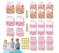 Boîtes de Noël en forme de maison - Boîtes cadeaux en carton en forme de maison en pain d'épice | Fêtes en classe scolaire, 24 boîtes en papier pour cadeaux de Noël et collations