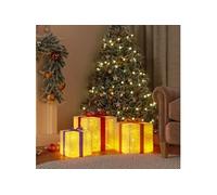 vidaXL Boîtes de Noël lumineuses 3 pcs 64 LED blanc chaud Cadeau de Noël 356244