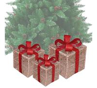 Boîtes de Noël lumineuses | 3 pièces décorations de Noël - ornements LED, pour planificateurs d'événements, créateurs d'intérieur, maison, bureau, appartement, salon, chambre, vitrine