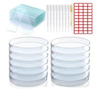 Boîtes de Pétri En Plastique Stérile, Boîtes de Petri avec Couvercles, 15 Boite de Petri avec 10 Pipettes Transfert 3ml et 10 Autocollant et 50 Lamelles Microscope, pour Tissus Cellulairesde Culture