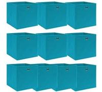 vidaXL 10x Boîtes de Rangement Pliable Organisateur Bac de Stockage Coffre de Rangement Chaussettes Sous-vêtements Bleu Azuré 32x32x32 cm Tissu