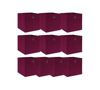 vidaXL Boîtes de rangement 10 pcs Rouge foncé 32x32x32 cm Tissu