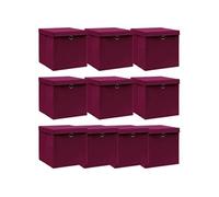 vidaXL Boîtes de rangement 10 pcs Rouge foncé 32x32x32 cm Tissu