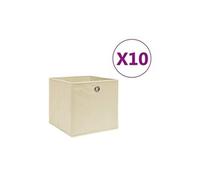 Boîtes de rangement 10 pcs tissu intissé 28x28x28 cm crème