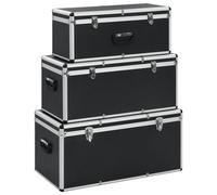 Boîtes de rangement 3 pcs Noir Aluminium