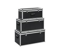 Boîtes de rangement 3 pcs Noir Aluminium