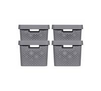 Boîtes de rangement 4 pcs avec couvercle 11L+17L Anthracite
